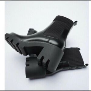 ZARA Low Heeled Lug Sole Ankle Boots